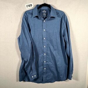 Stafford Travel Dress Shirt Mens 16 Fitted Easy Care Broadcloth Career Formal